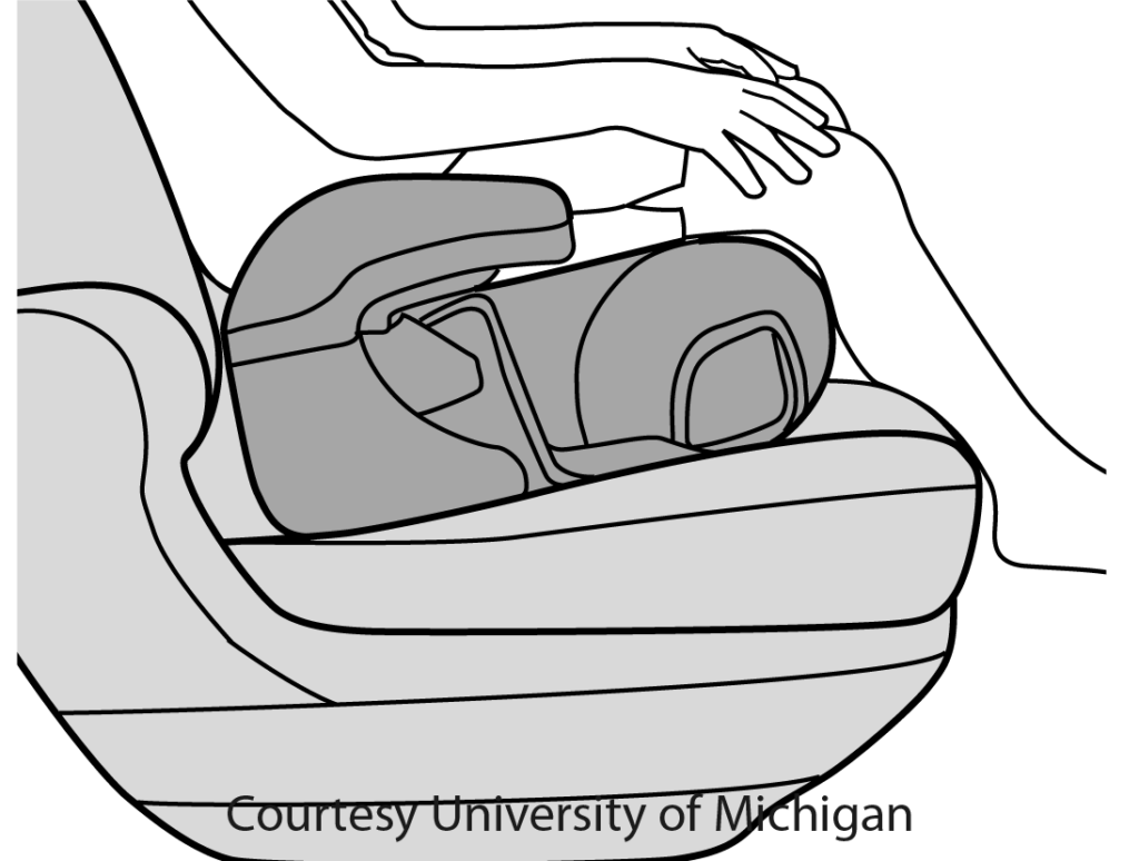 Diagram of child sitting upright in booster.