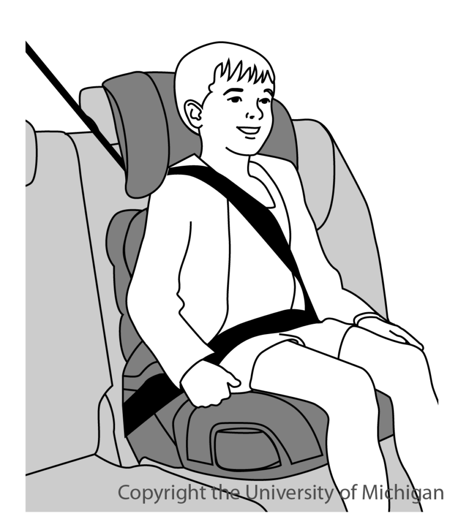 Diagram of while with booster and headrest.