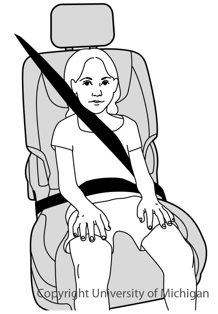 Child in seatbelt without booster